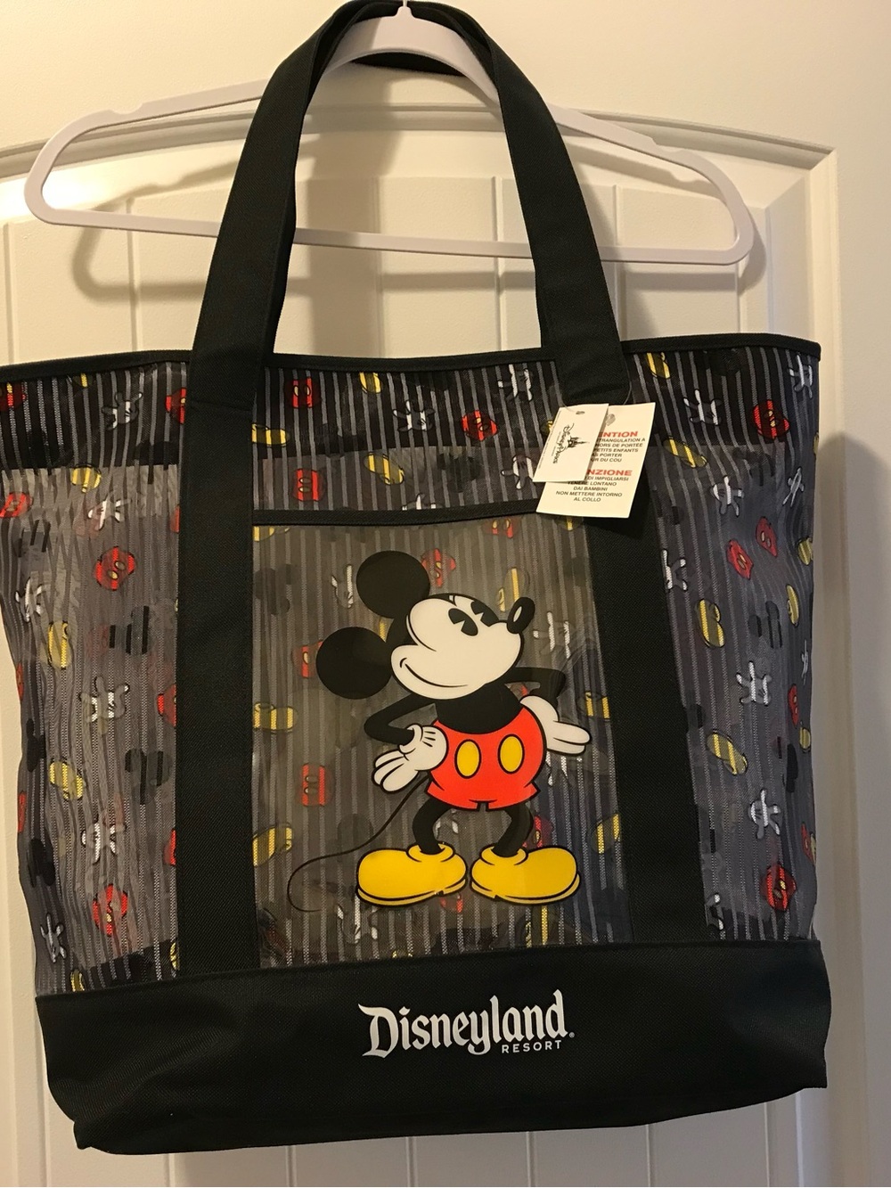 Disneyland Resort Clear and Black Mesh Striped Mickey Mouse Bag Shoulder Tote